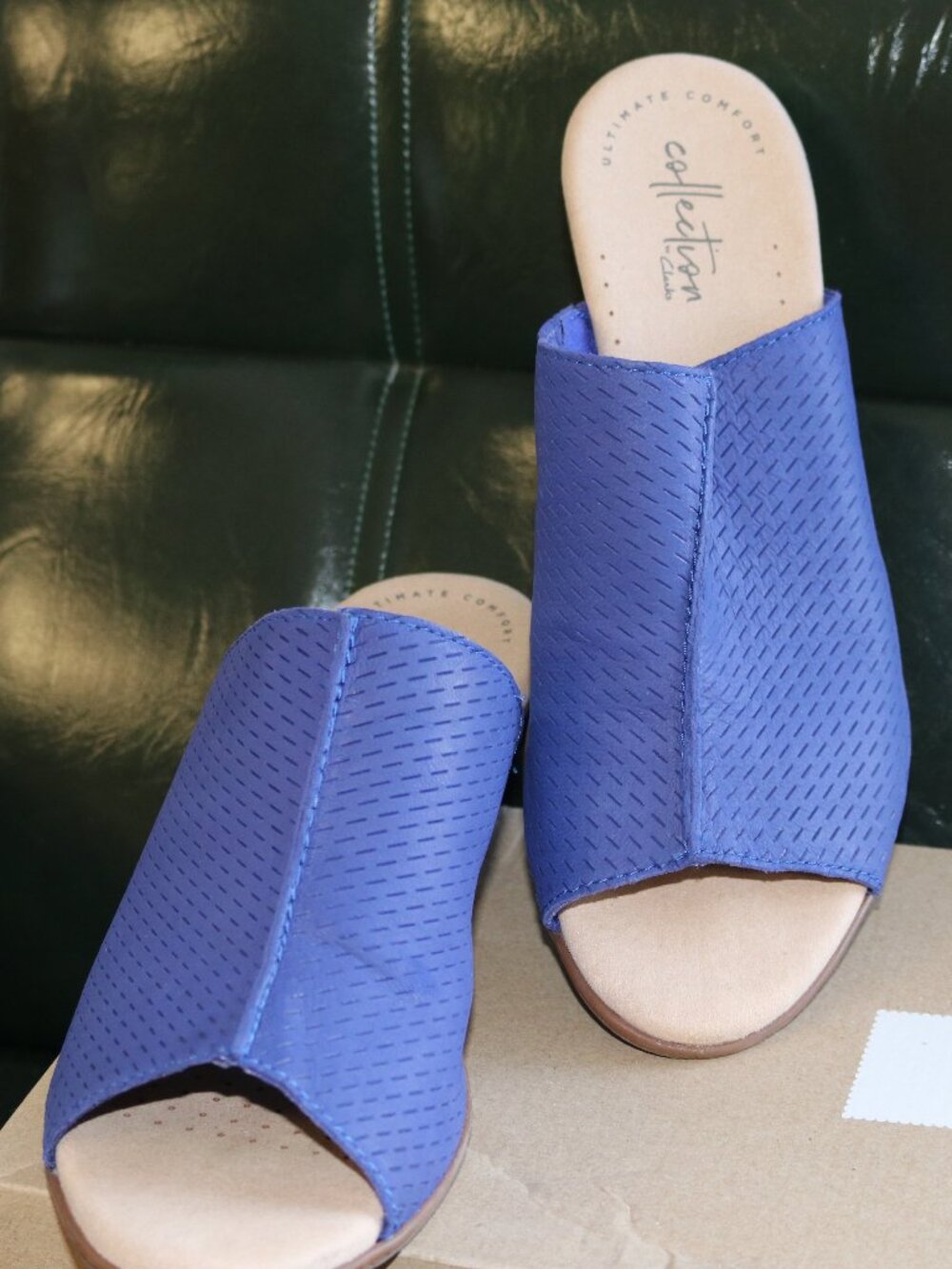 Clark's Blue Leather Heeled Sandals